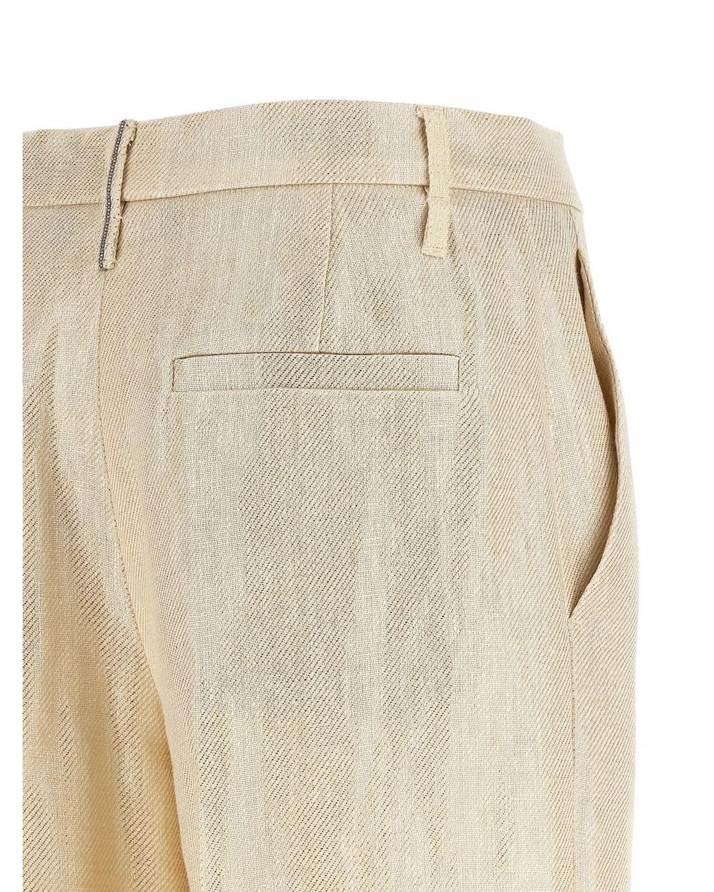 Brunello Cucinelli Natural Linen Casual Pants
