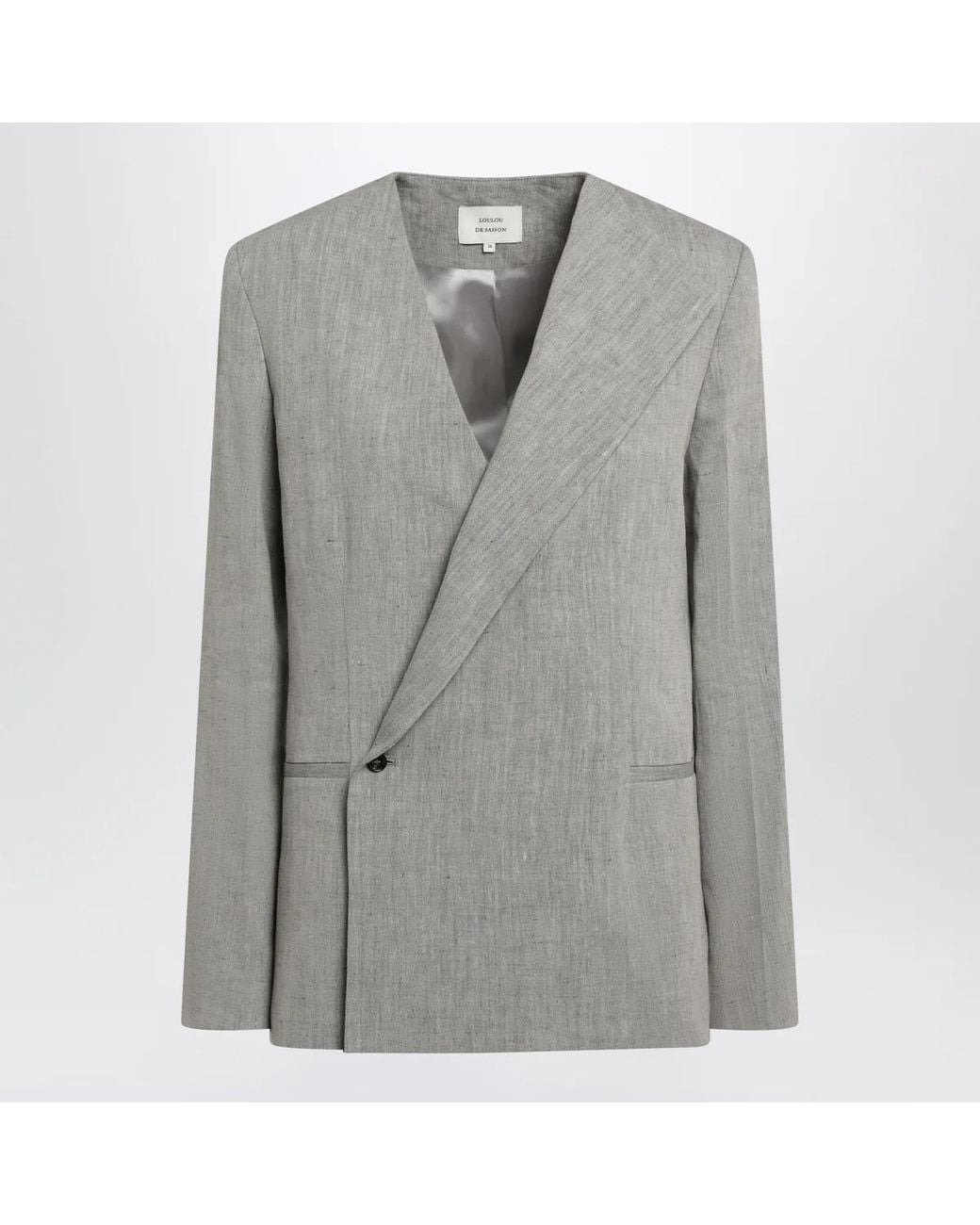 Loulou de Saison Gray Suna Tailored Jacket With An Asymmetric Opening And Lapel