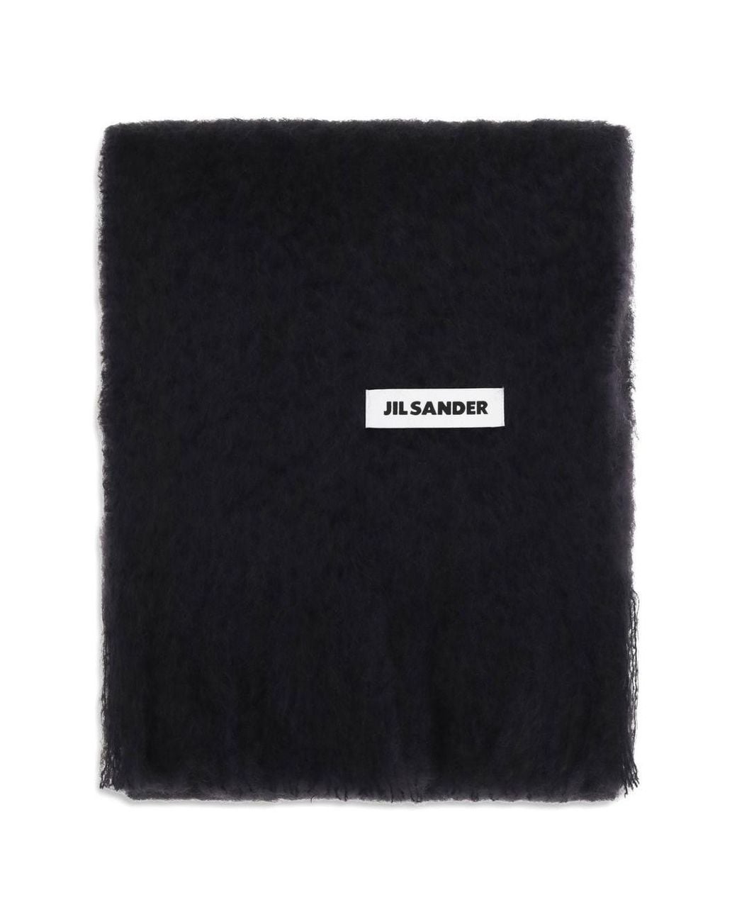 Jil Sander Black Wool Scarf With Logo
