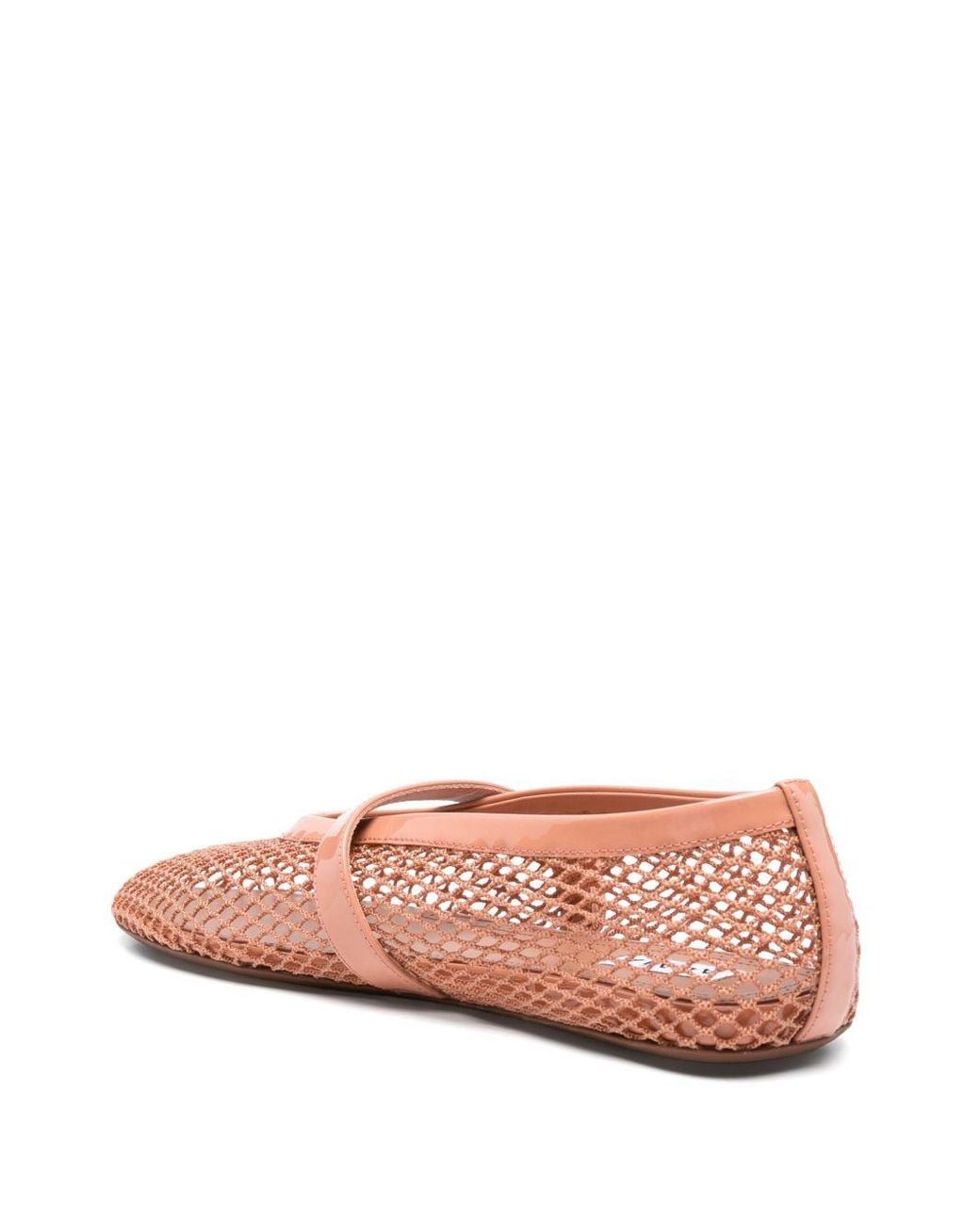 Alaïa Pink Nude Patent Leather Ballerina With Mesh