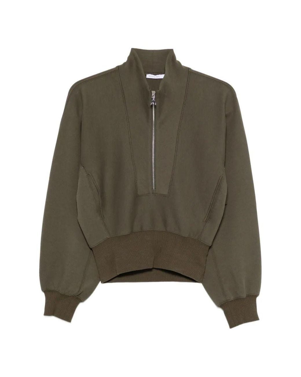 Patrizia Pepe Green Scuba-Style Half-Zip Sweatshirt