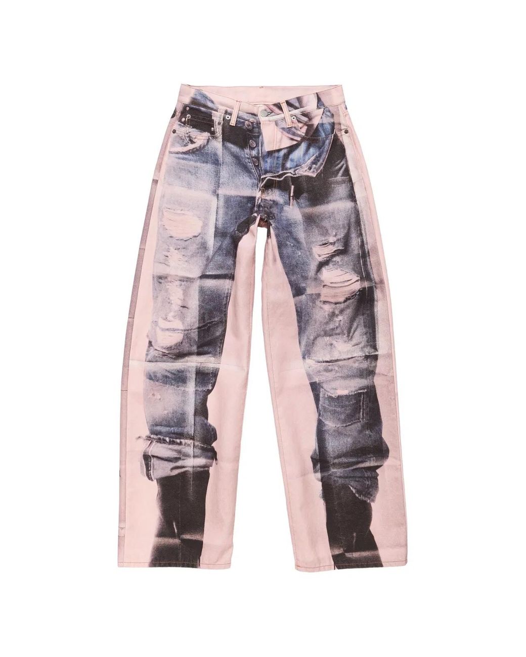 Acne Pink Trompe L'Oeil Print Trousers for men
