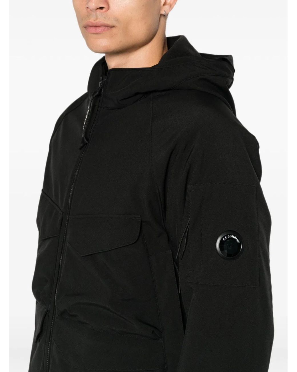 C P Company Black C.P.Company Shell Padded Hooded Lens Jacket for men
