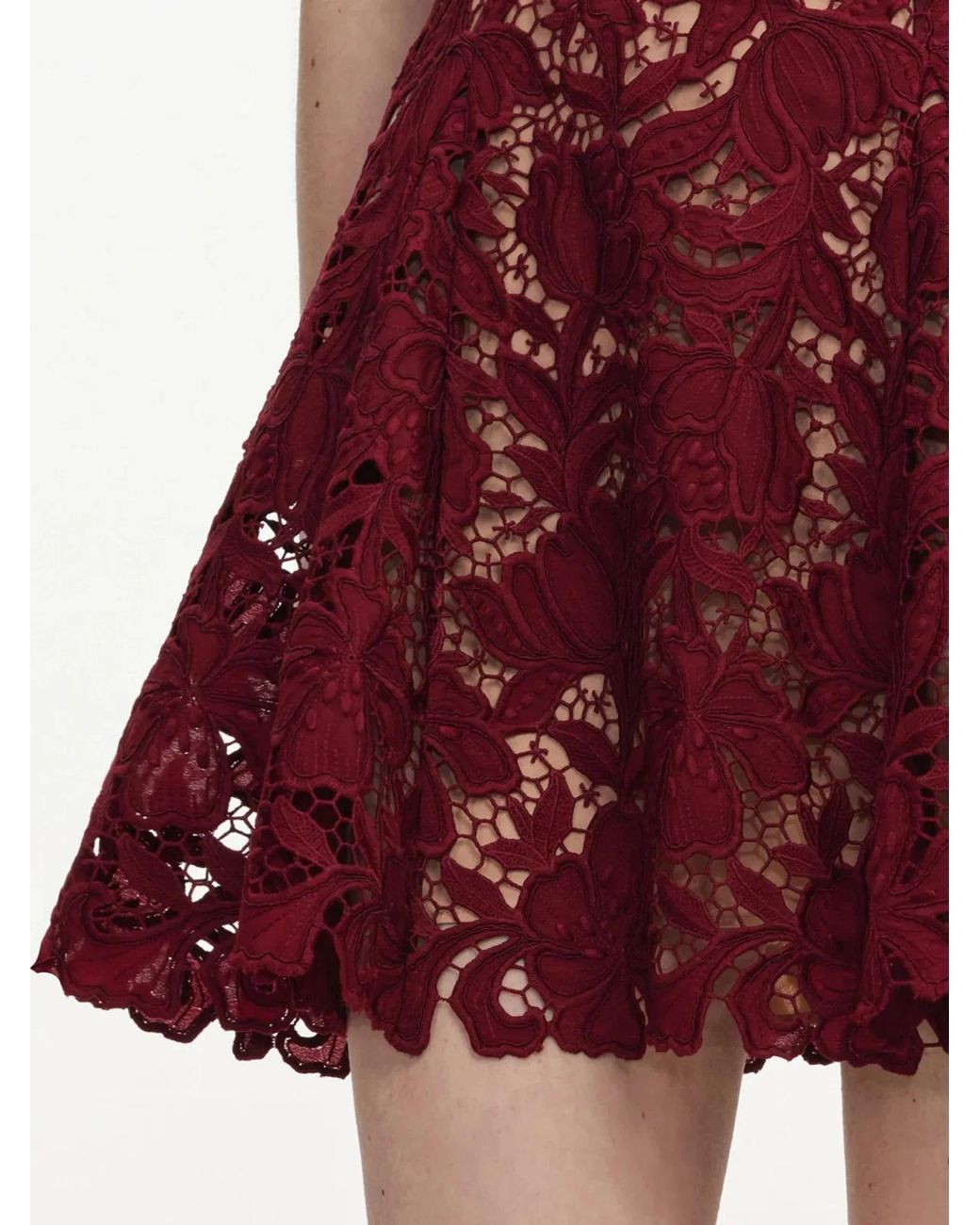 Self-Portrait Red Lace Mini Dress