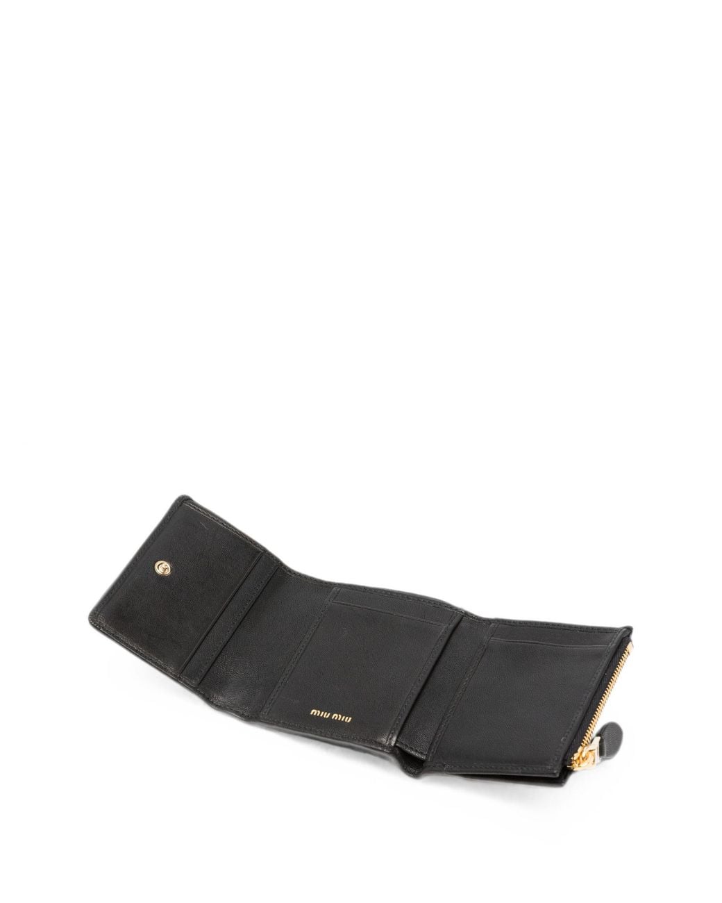 Miu Miu Black Logo-Embossed Trifold Wallet