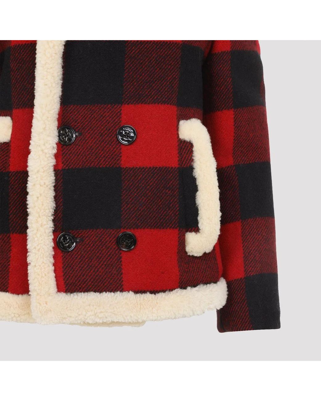 Céline Red Caban Shearling Jacket