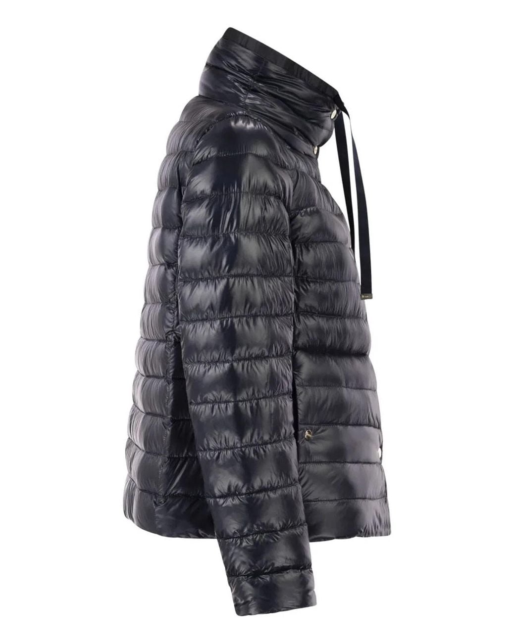 Herno Black Reversible Ultra-Light Nylon Down Jacket With Funnel Neck
