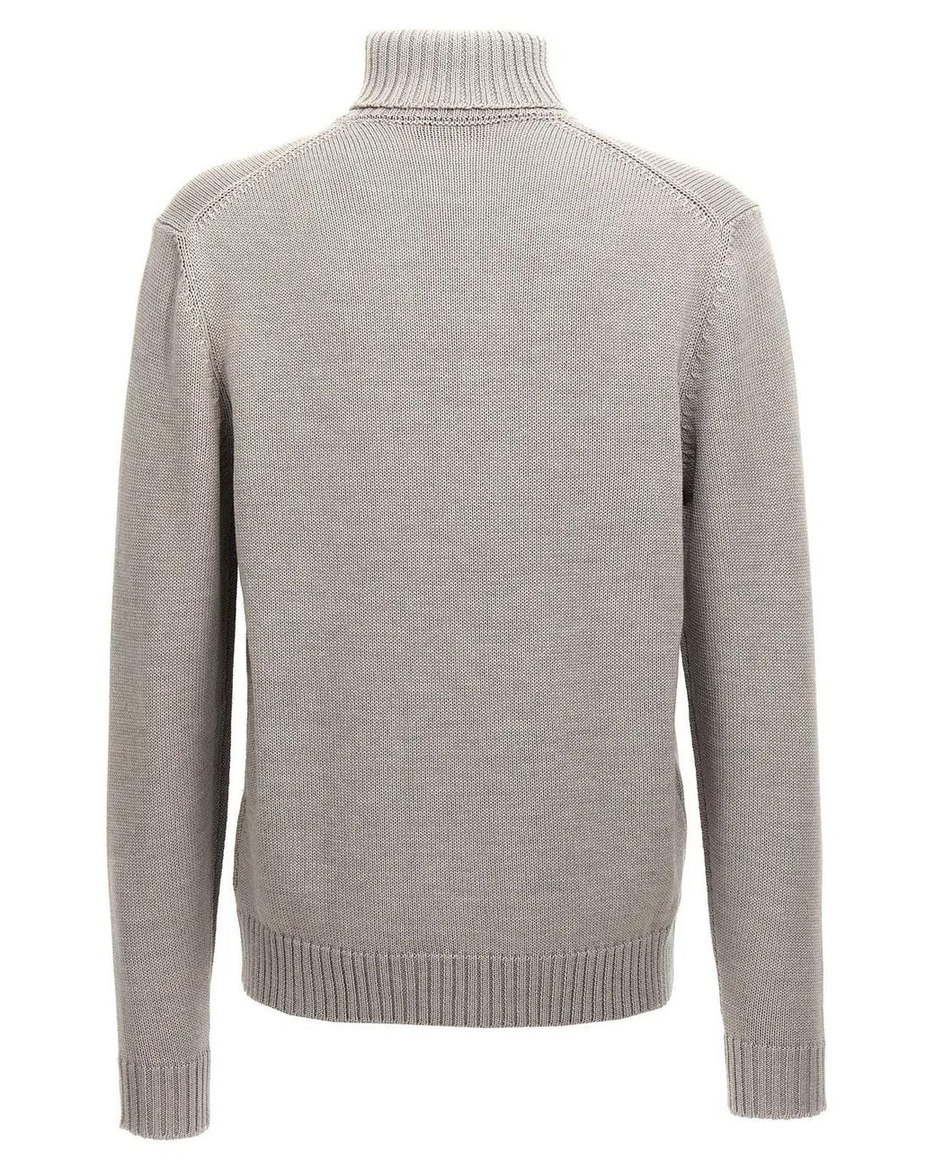 Zanone Gray Turtle-Neck Sweater for men
