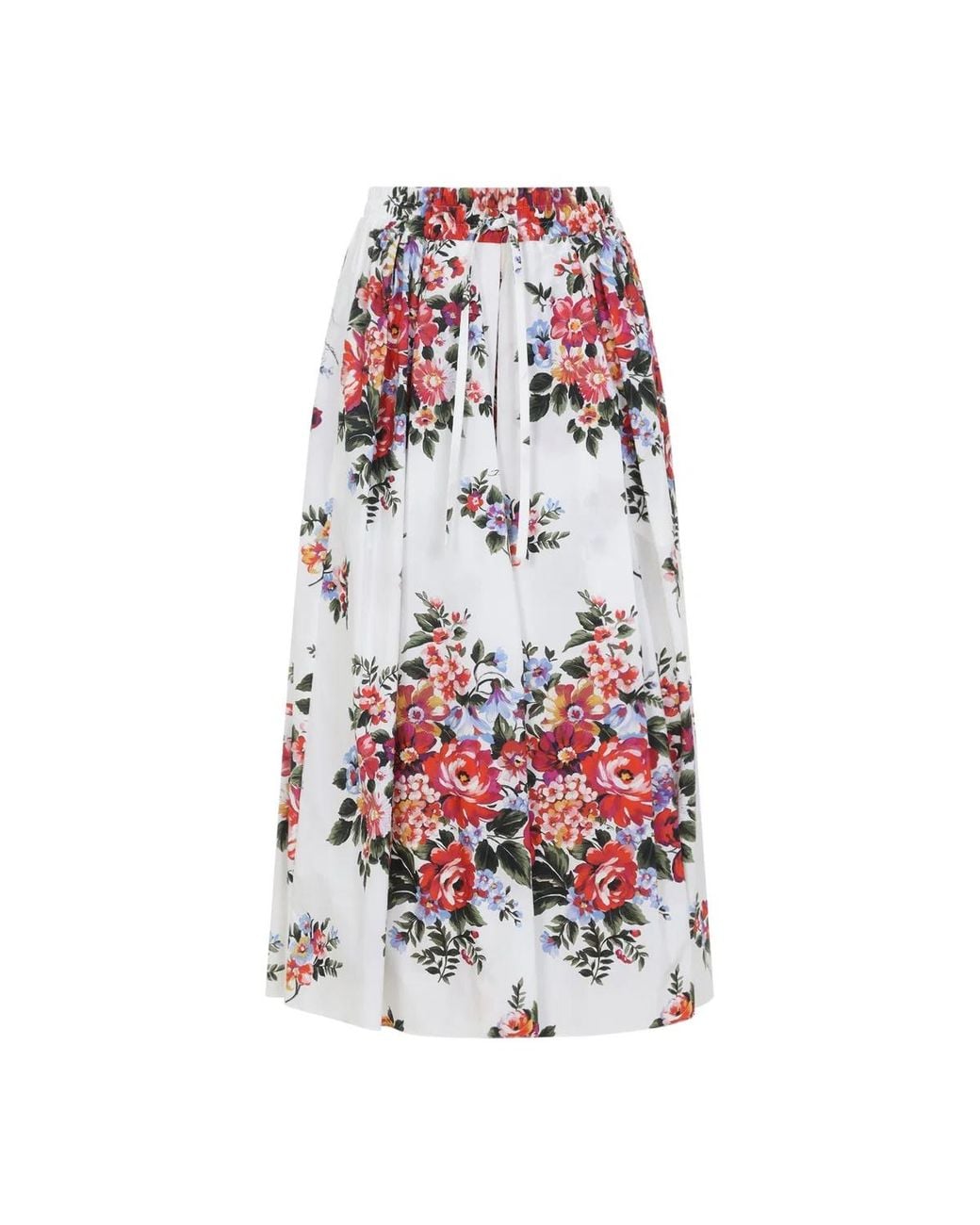 Dolce & Gabbana Red Dolce & Gabbana Dolce&Gabbana Floral Poplin Midi Skirt