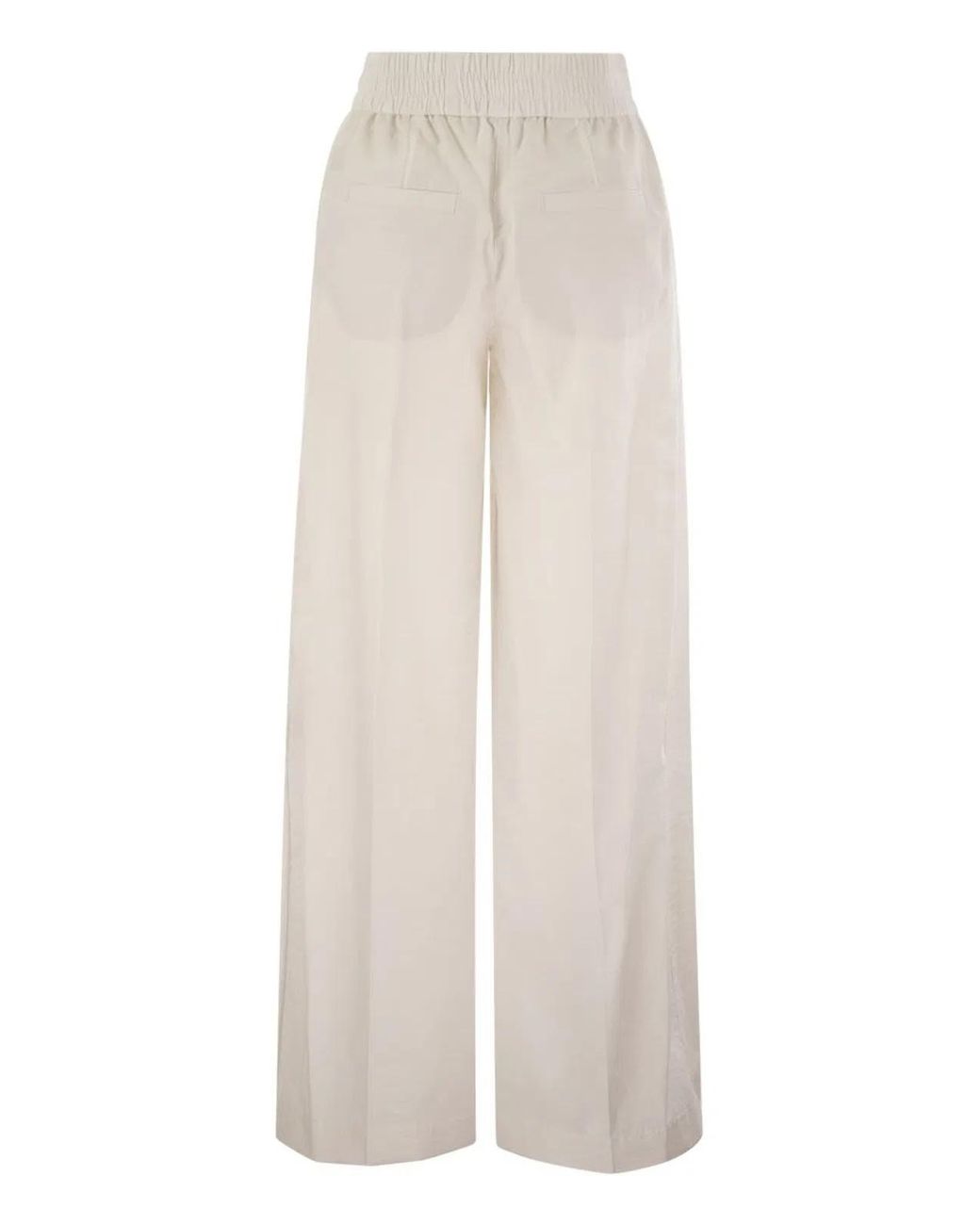 Brunello Cucinelli White Loose Fit Cotton Trousers