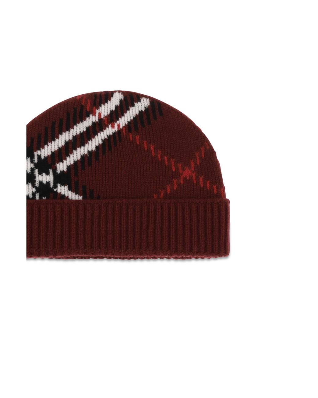 Burberry Red Cashmere Check Beanie