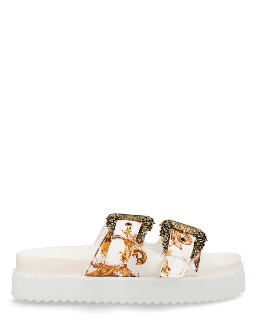 Versace Jeans Couture White Polyurethane Flat