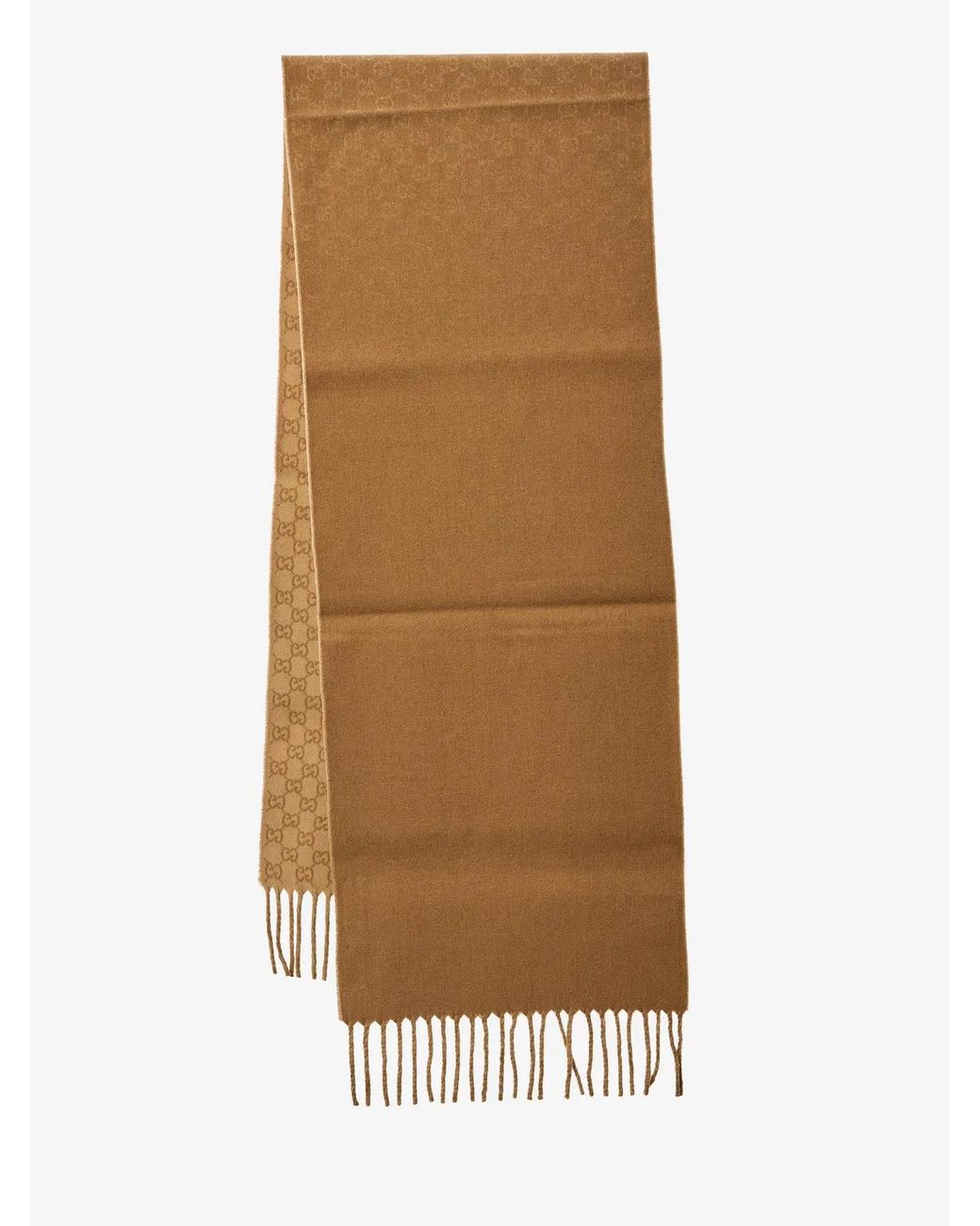 Gucci Brown Embroidered Wool Blend Scarf for men