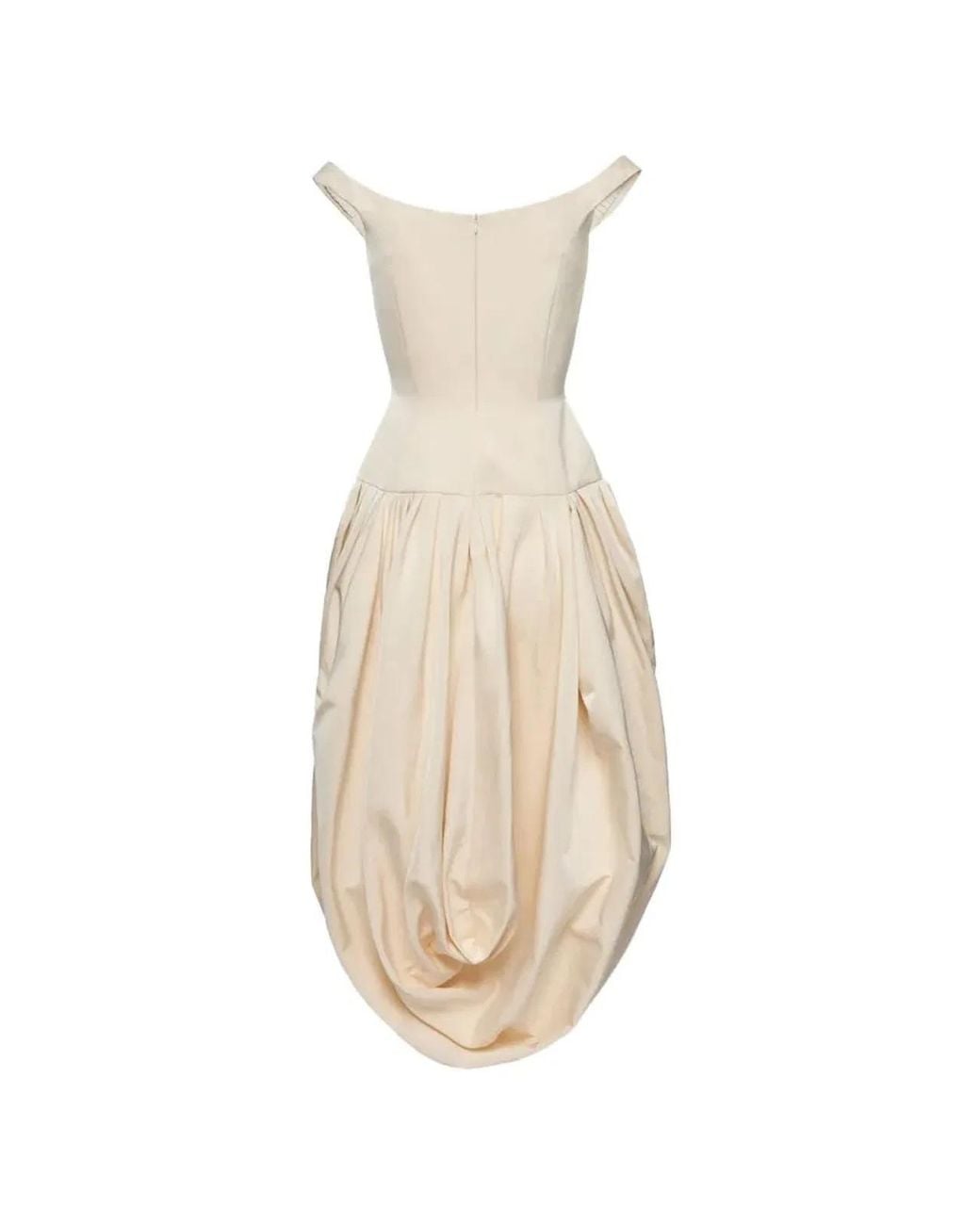 Magda Butrym White Off-Shoulder Bubble-Skirt Draped Dress