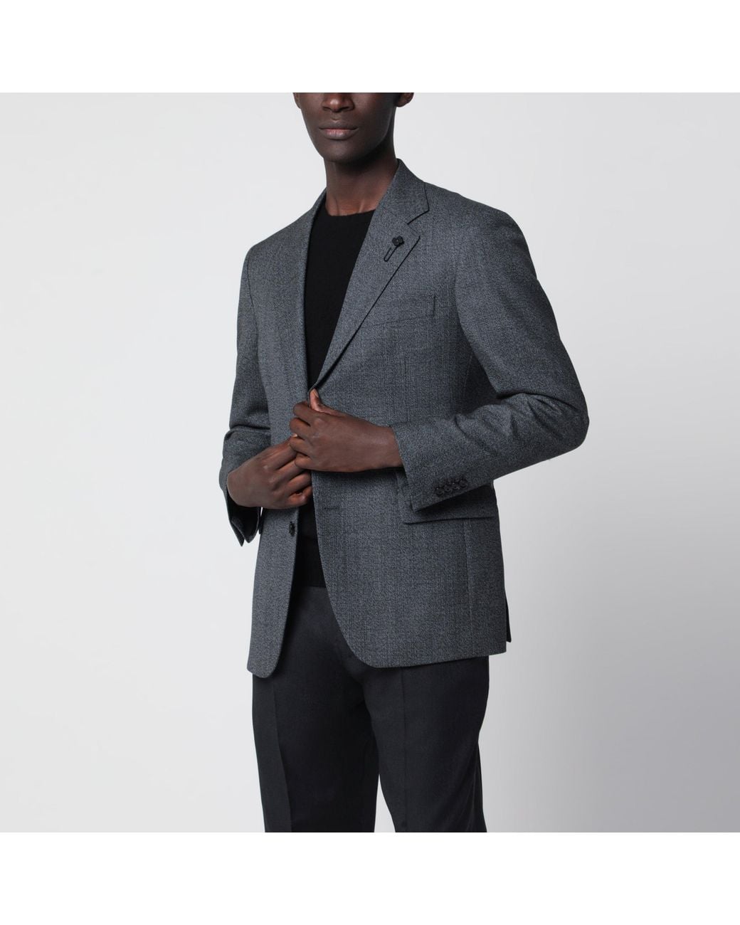 Lardini Black Mélange Single-Breasted Jacket for men