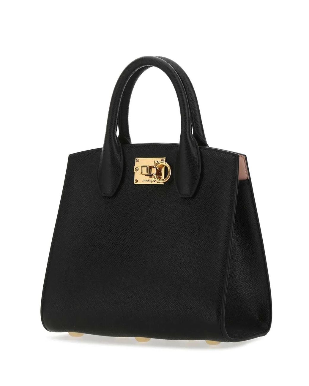 Ferragamo Black Salvatore Leather The Studio Handbag