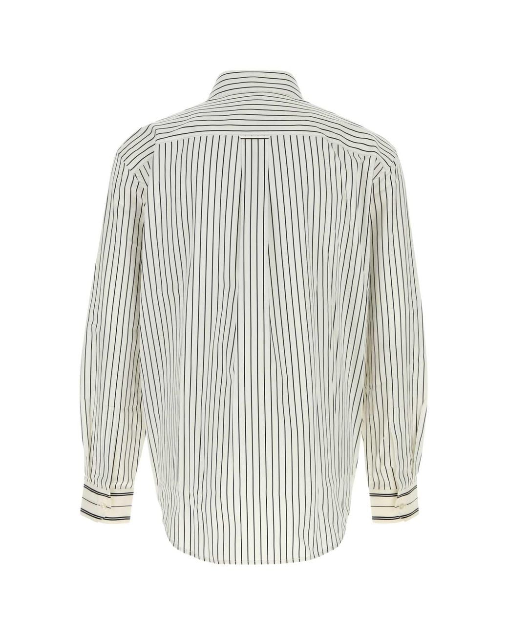 Saint Laurent White Embroidered Poplin Shirt for men