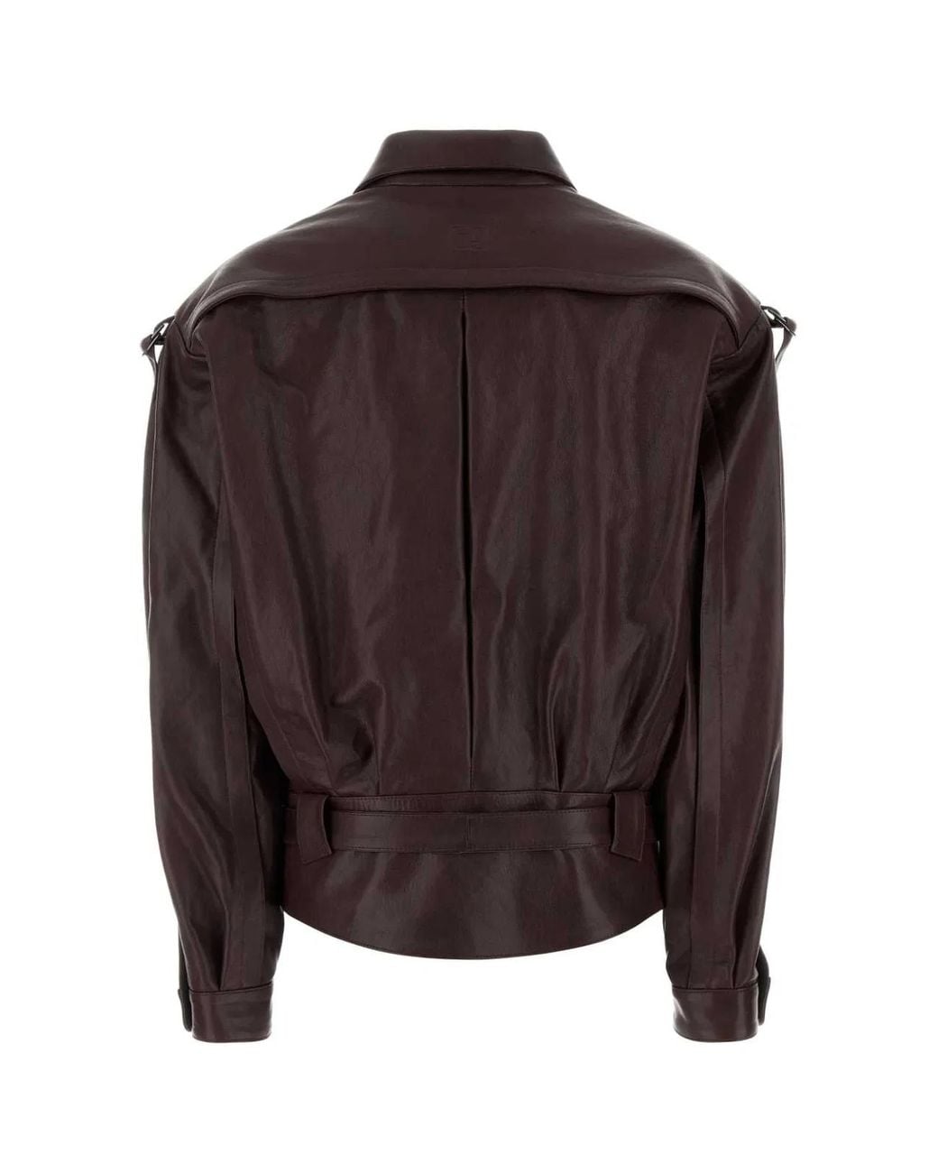 Magda Butrym Brown Burgundy Leather Oversize Jacket