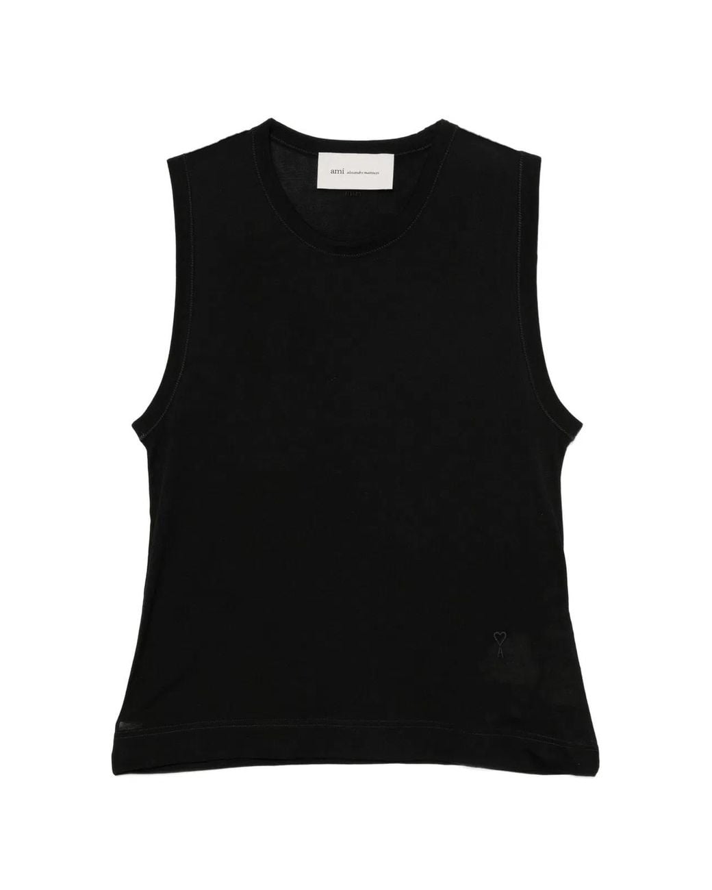 AMI Black Cotton Ami Coeur Tank Top