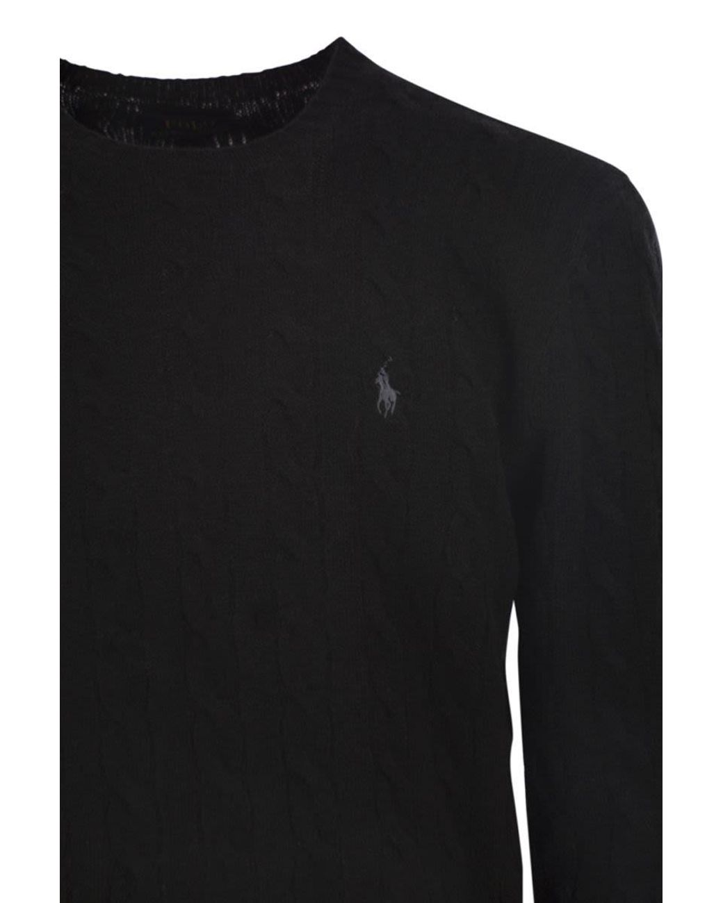 Polo Ralph Lauren Black Cable Wool And Cashmere Sweater for men