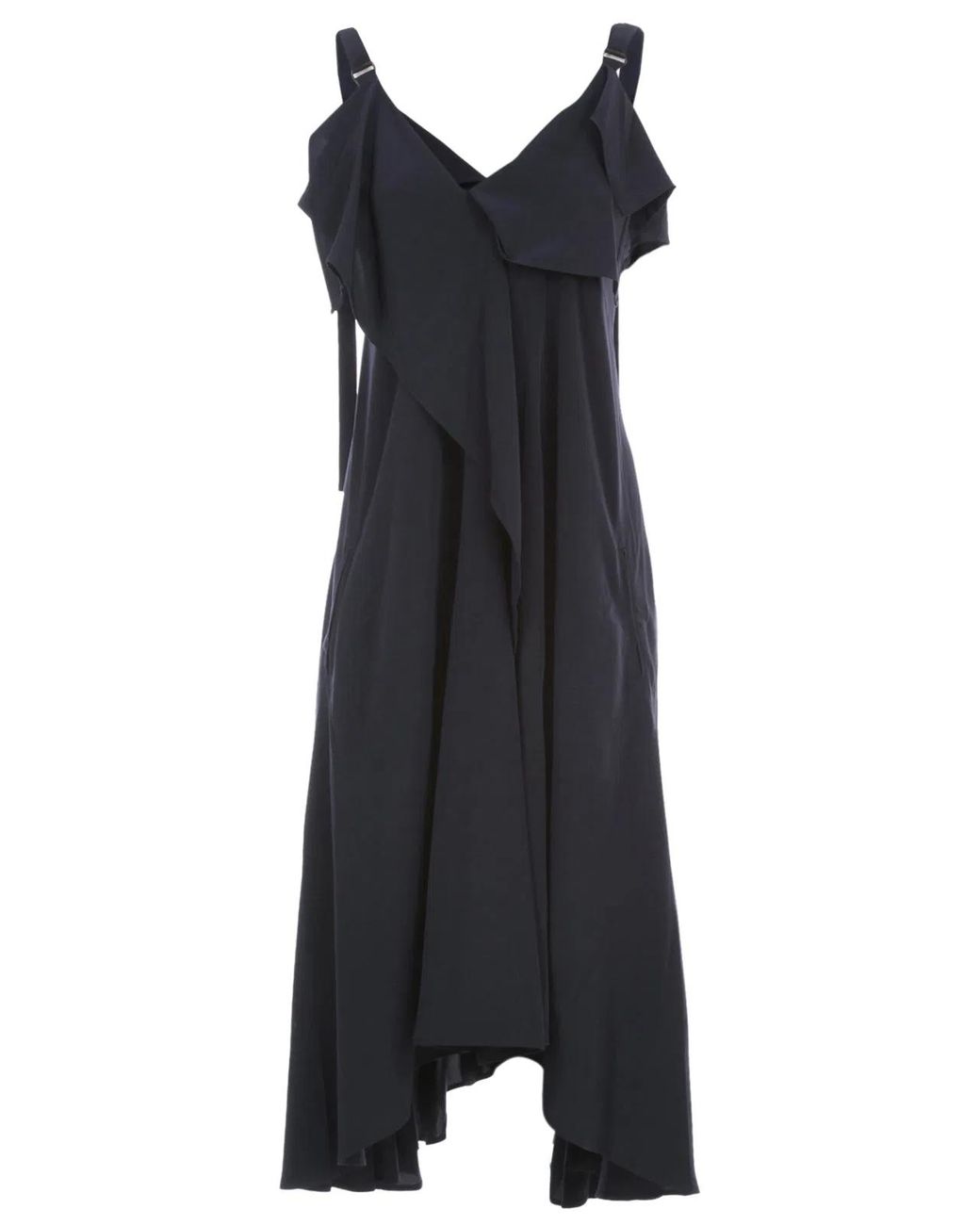 Y's Yohji Yamamoto Black U A Line Flare Dress W/Strap
