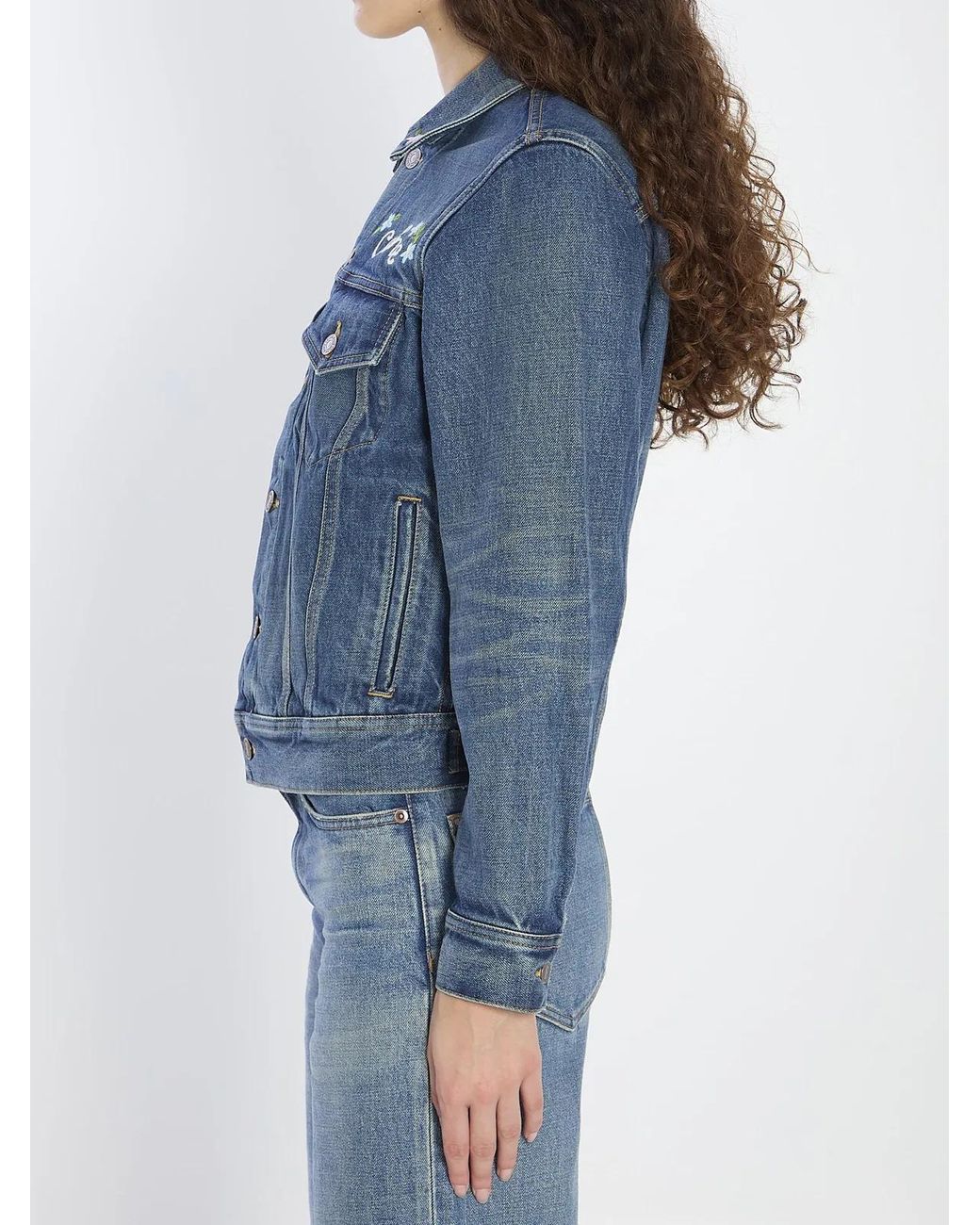Céline Blue Denim Jacket With Embroidery