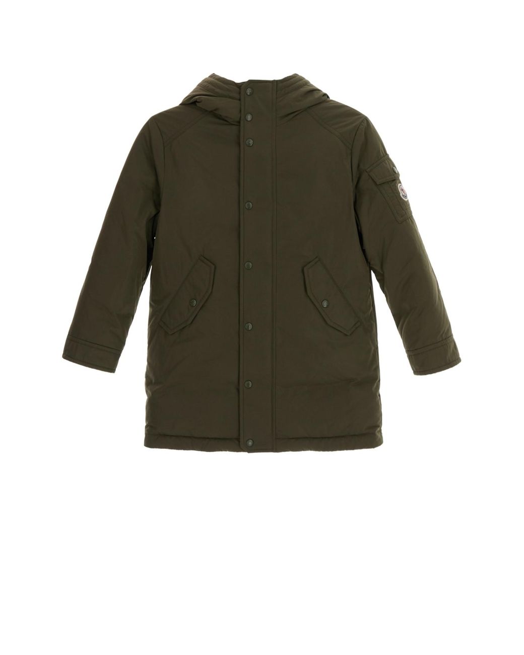 Moncler Green Nahan Long Parka Jacket For Kids