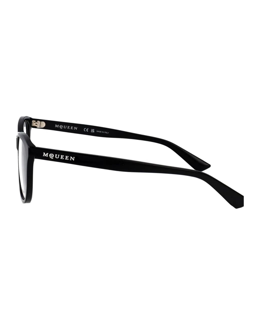 McQueen Black Transparent Acetate Glasses