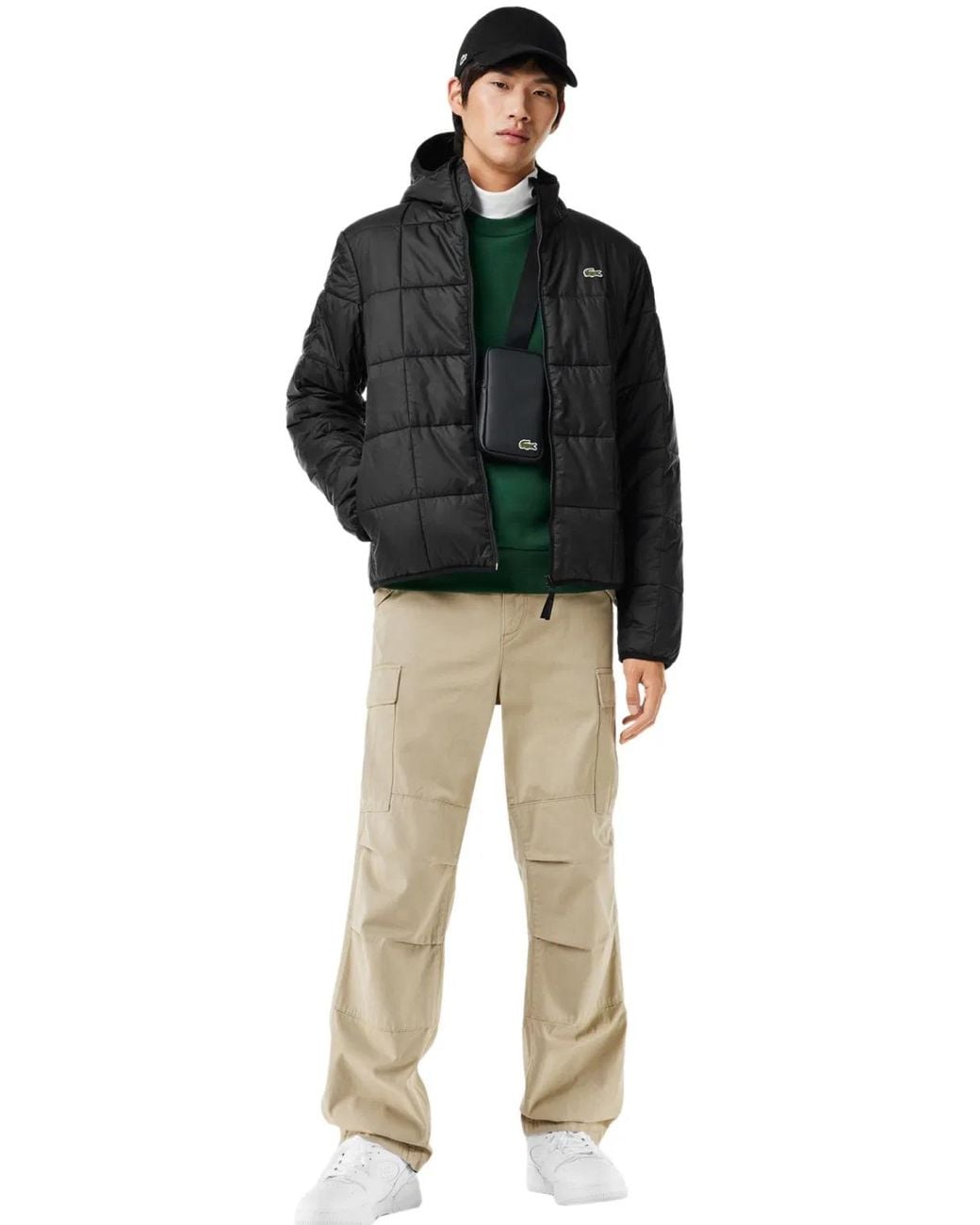 Lacoste Black Logo Waterproof Puffer Jacket for men