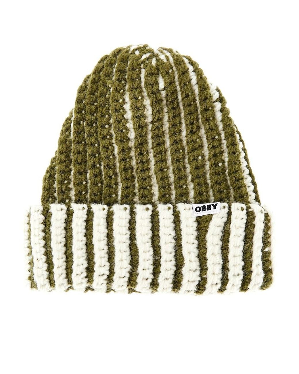 Obey Green Scout Chunky Beanie for men