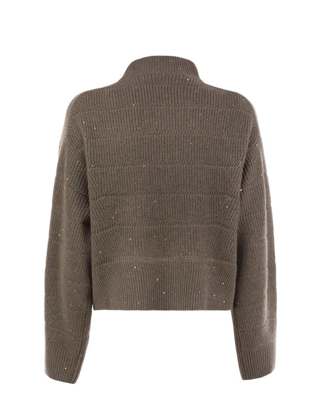Brunello Cucinelli Brown Cashmere And Wool Turtleneck Sweater