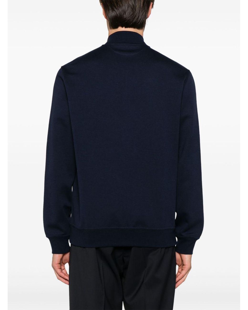 Brunello Cucinelli Blue Cotton Zip Sweatshirt for men