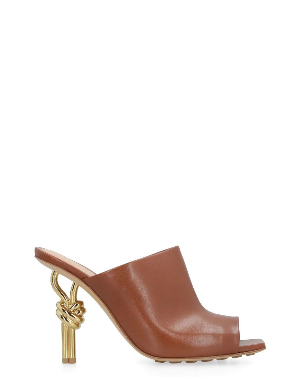 Bottega Veneta Brown Nappa Leather Knot Mules