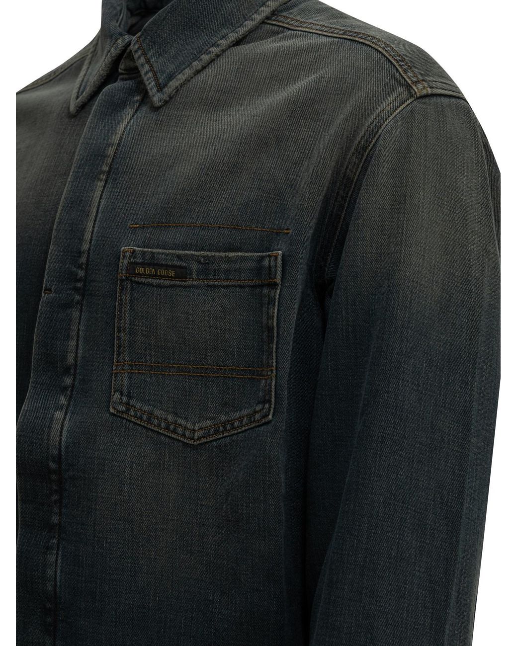 Golden Goose Deluxe Brand Black Casual Denim Shirt for men