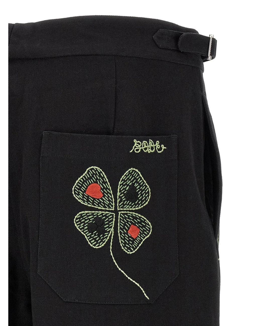 Bode Black 'Lucky Draw' Pants for men