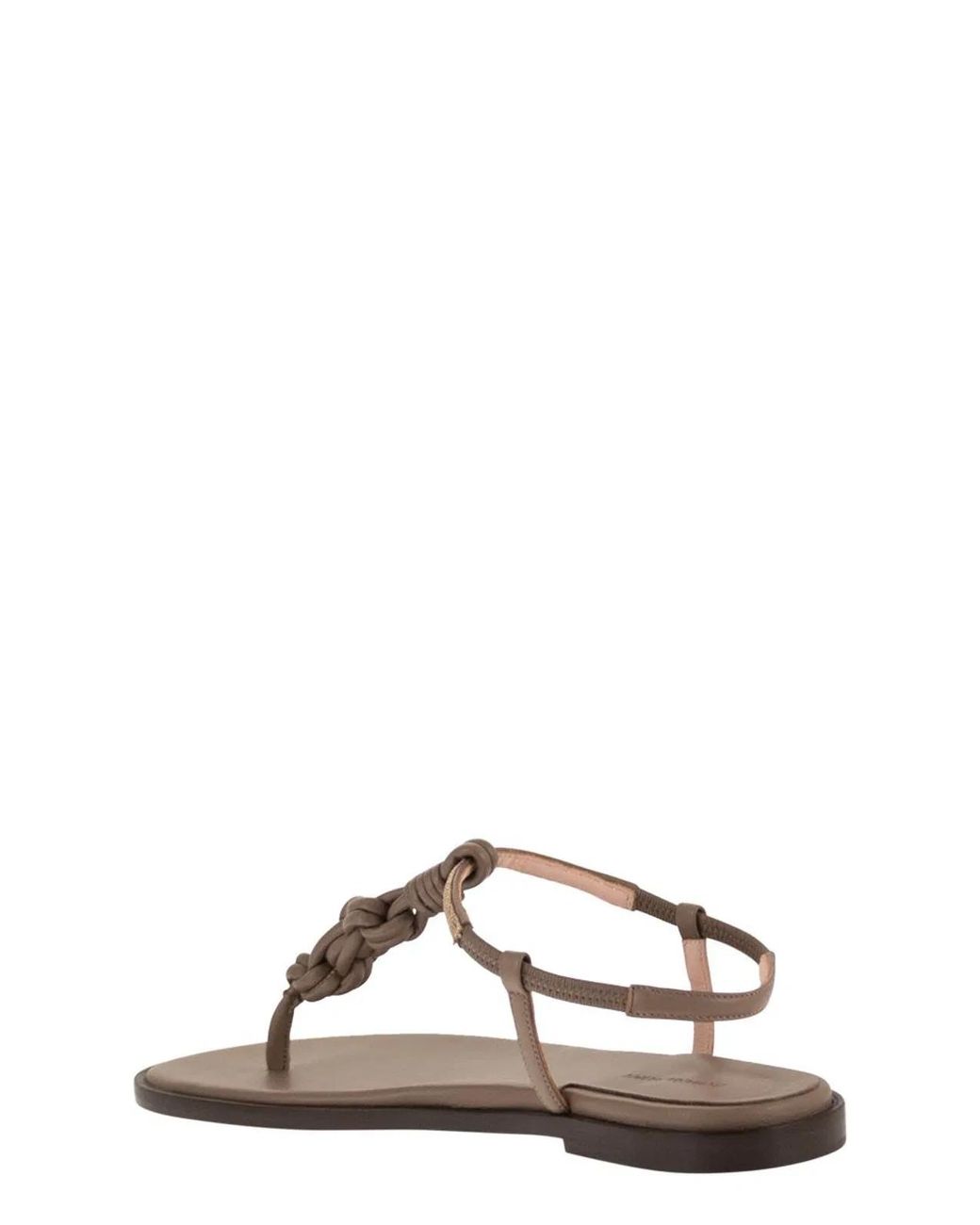Fabiana Filippi Black Leather Thong Sandals With Braided Detail