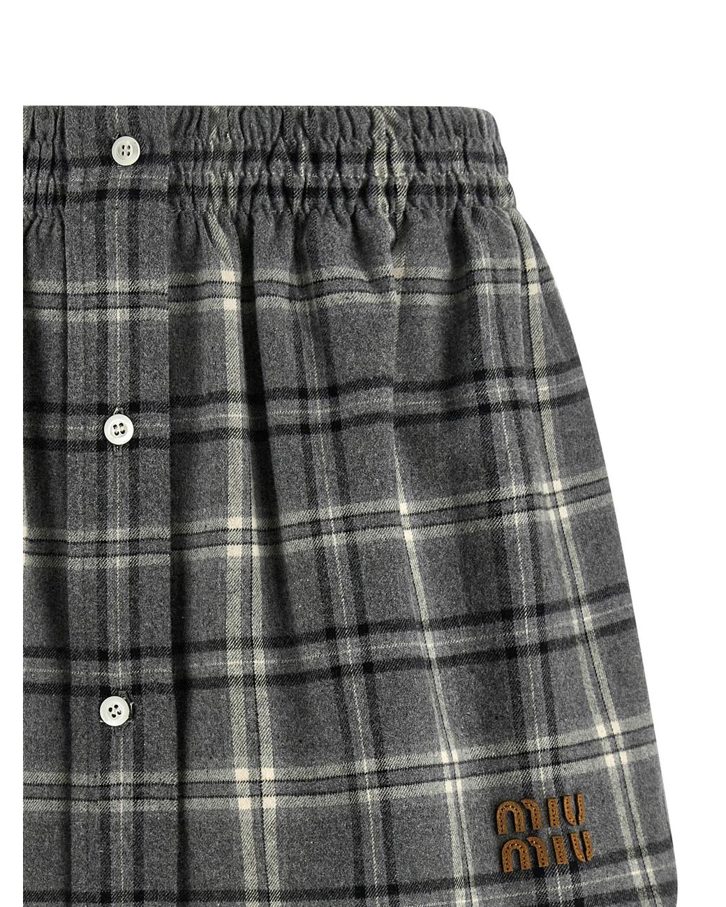 Miu Miu Gray Check Flannel Skirt