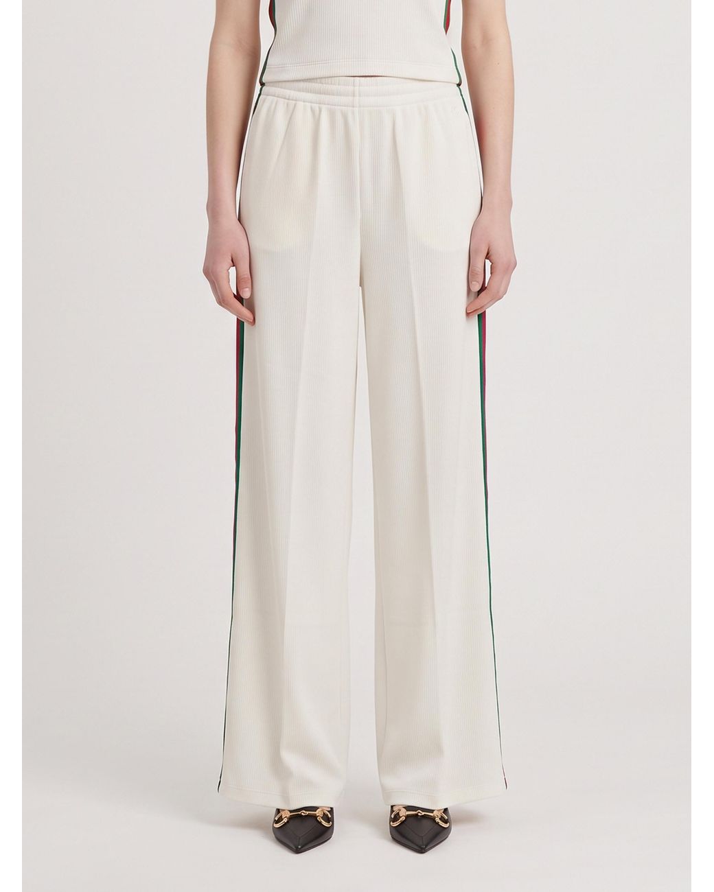 Gucci Natural Rib Cotton Jersey Leisure Pants With Web