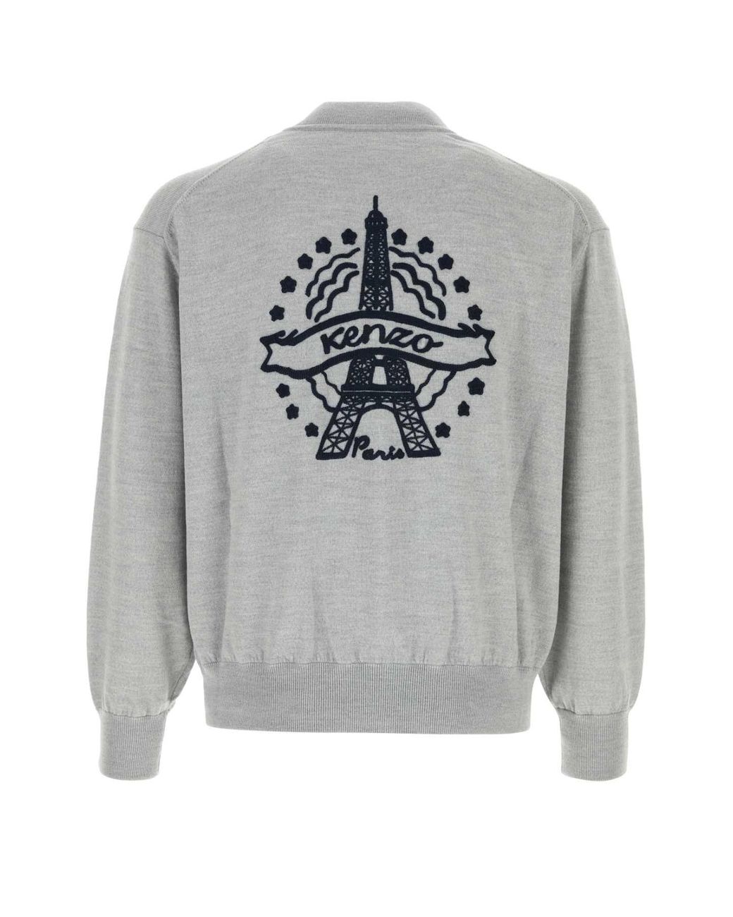 KENZO Gray Rws Eiffel Tower Design Zip Up Cardigan for men