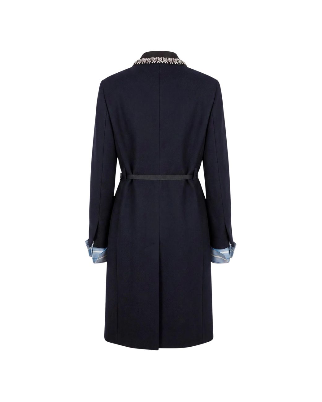 Prada Blue Coat With Jewel Embroidery