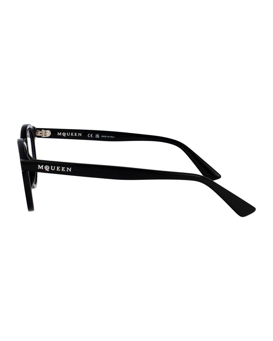 McQueen Black Transparent Recycled Acetate Glasses