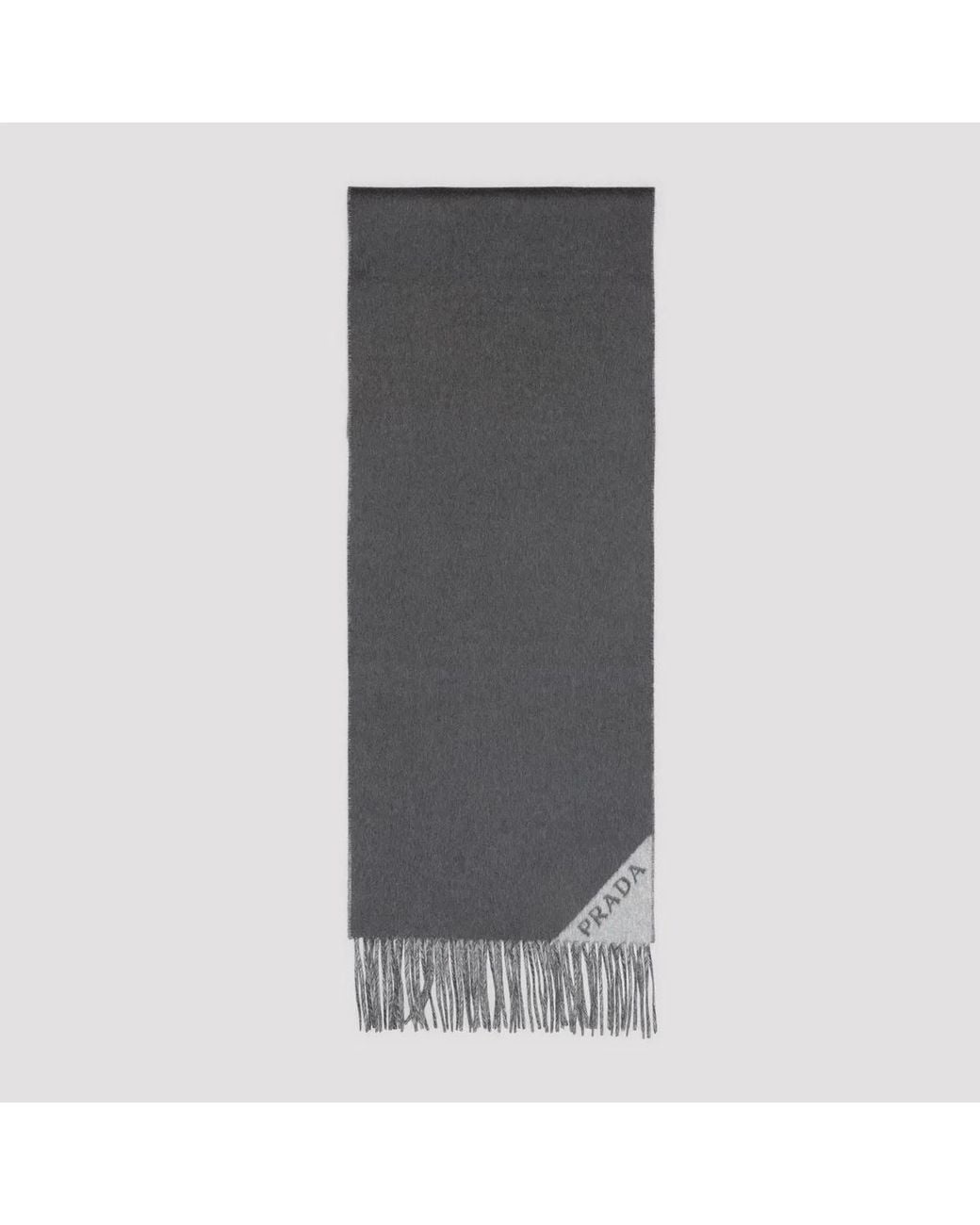 Prada Gray Charcoal Cashmere Scarf for men