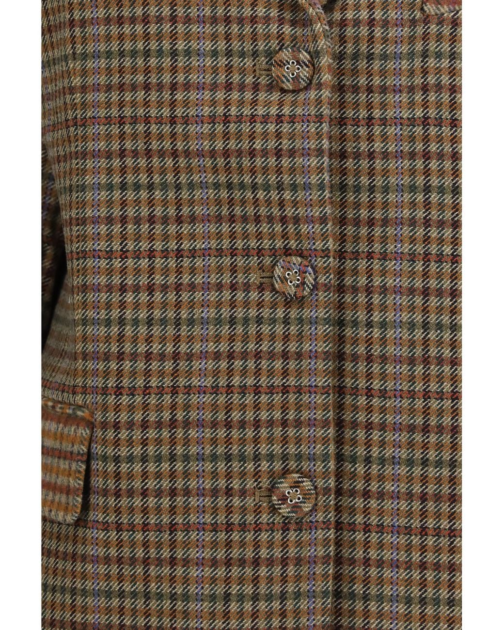Ganni Brown Checked Twill Blazer