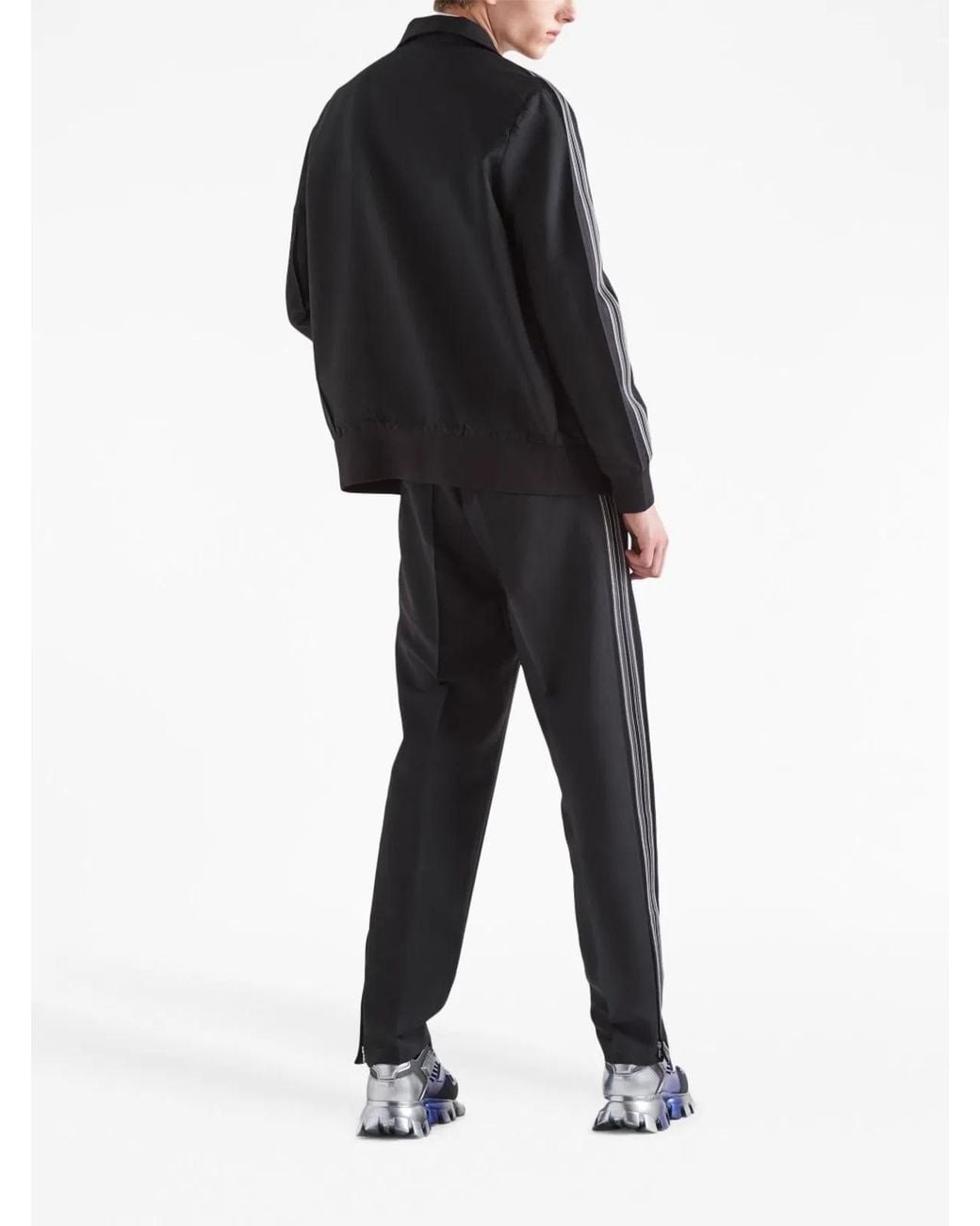 Prada Blue Wool Side-Stripe Trousers for men
