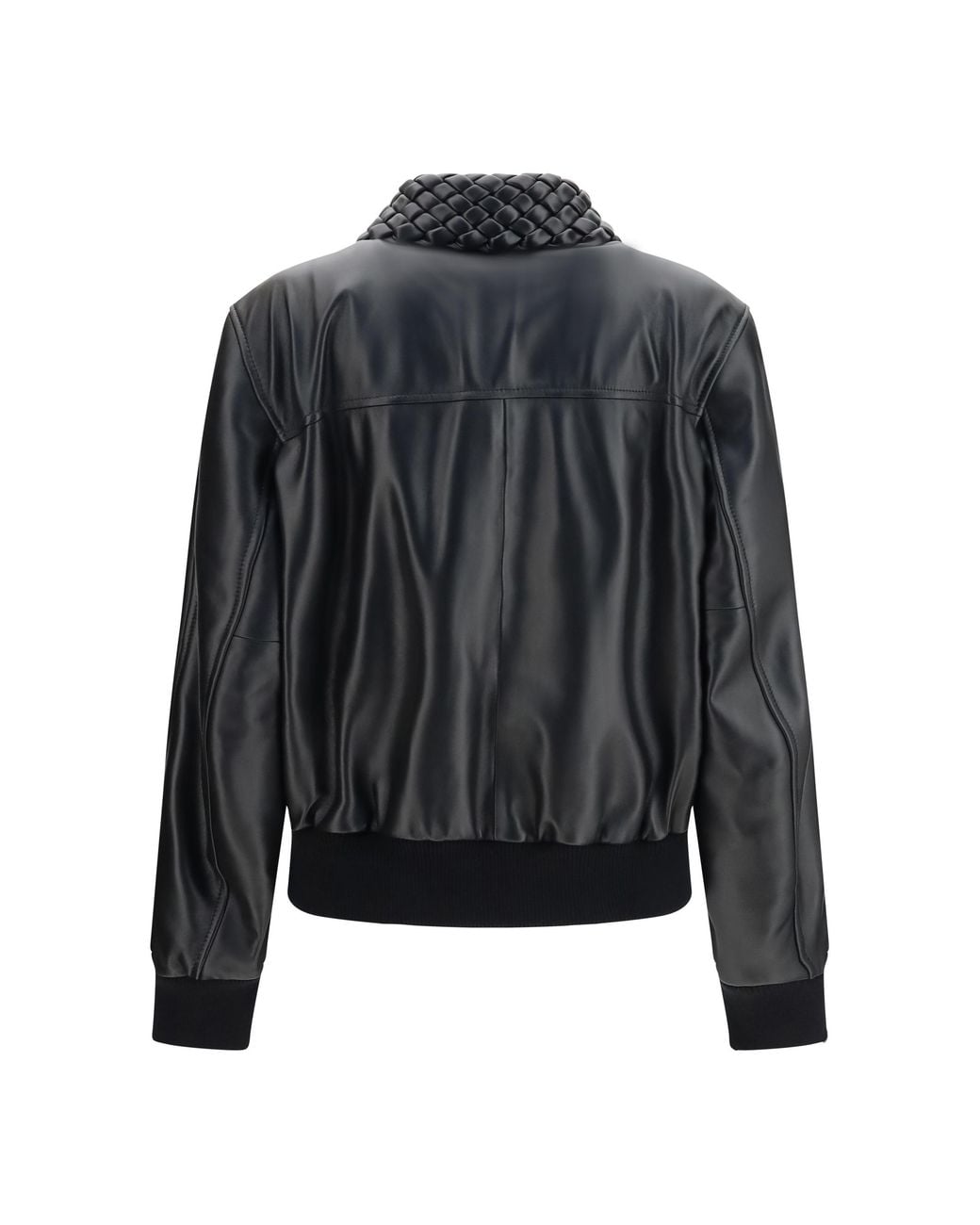 Bottega Veneta Black Glossy Leather Padded Jacket