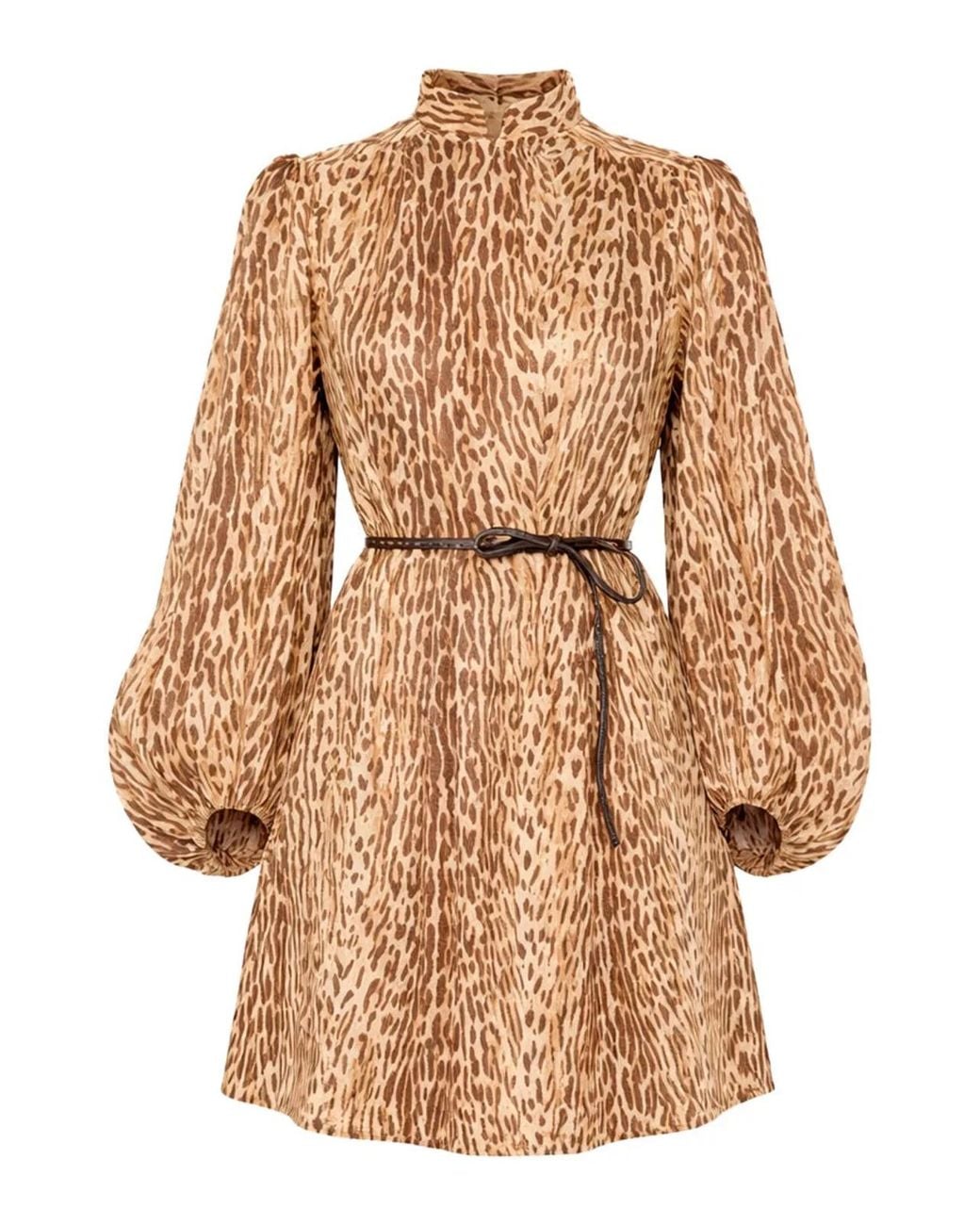 Zimmermann Natural Animal Print Mini Dress