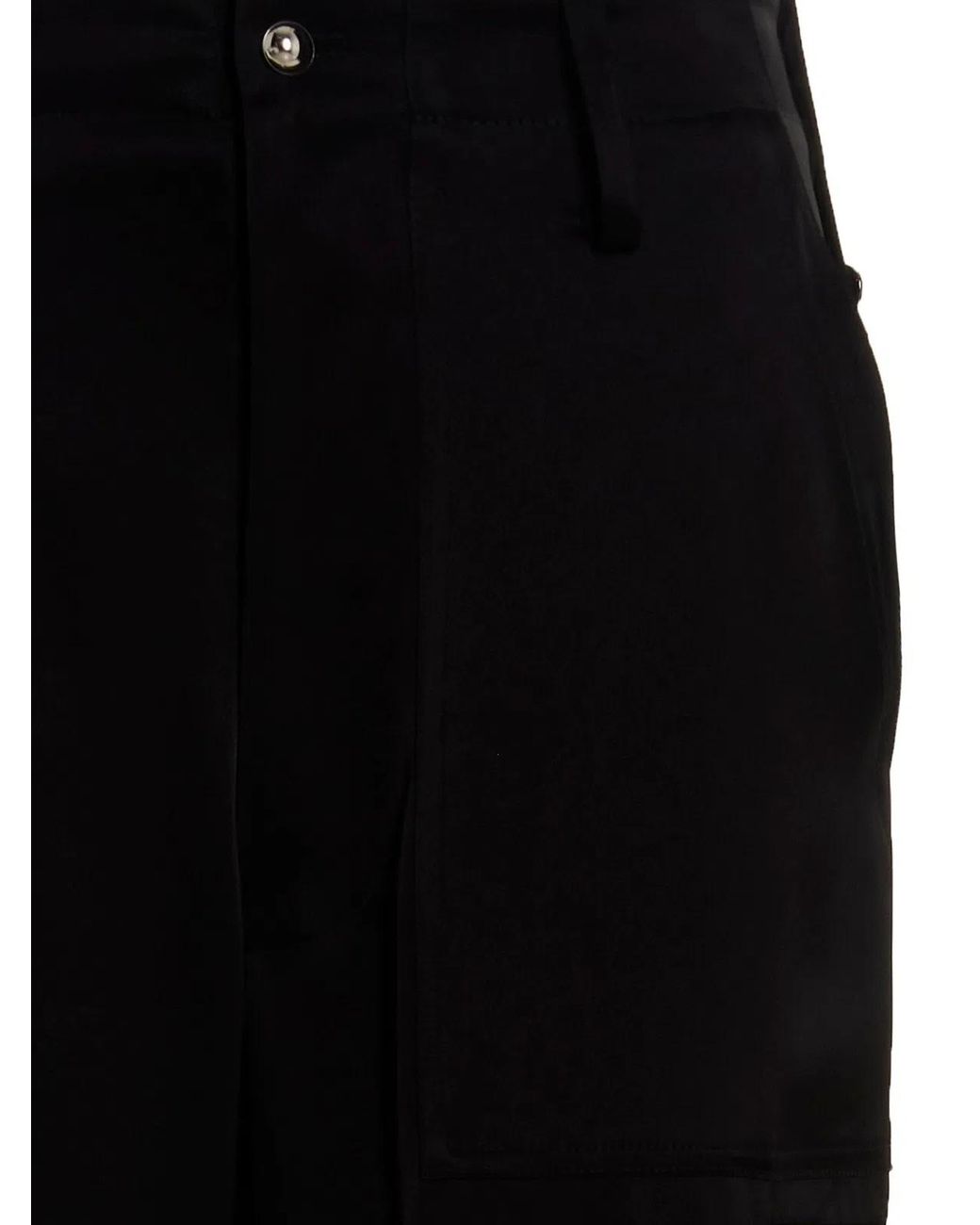 David Koma Black Satin-Finish Cargo Pants With Multi-Pockets