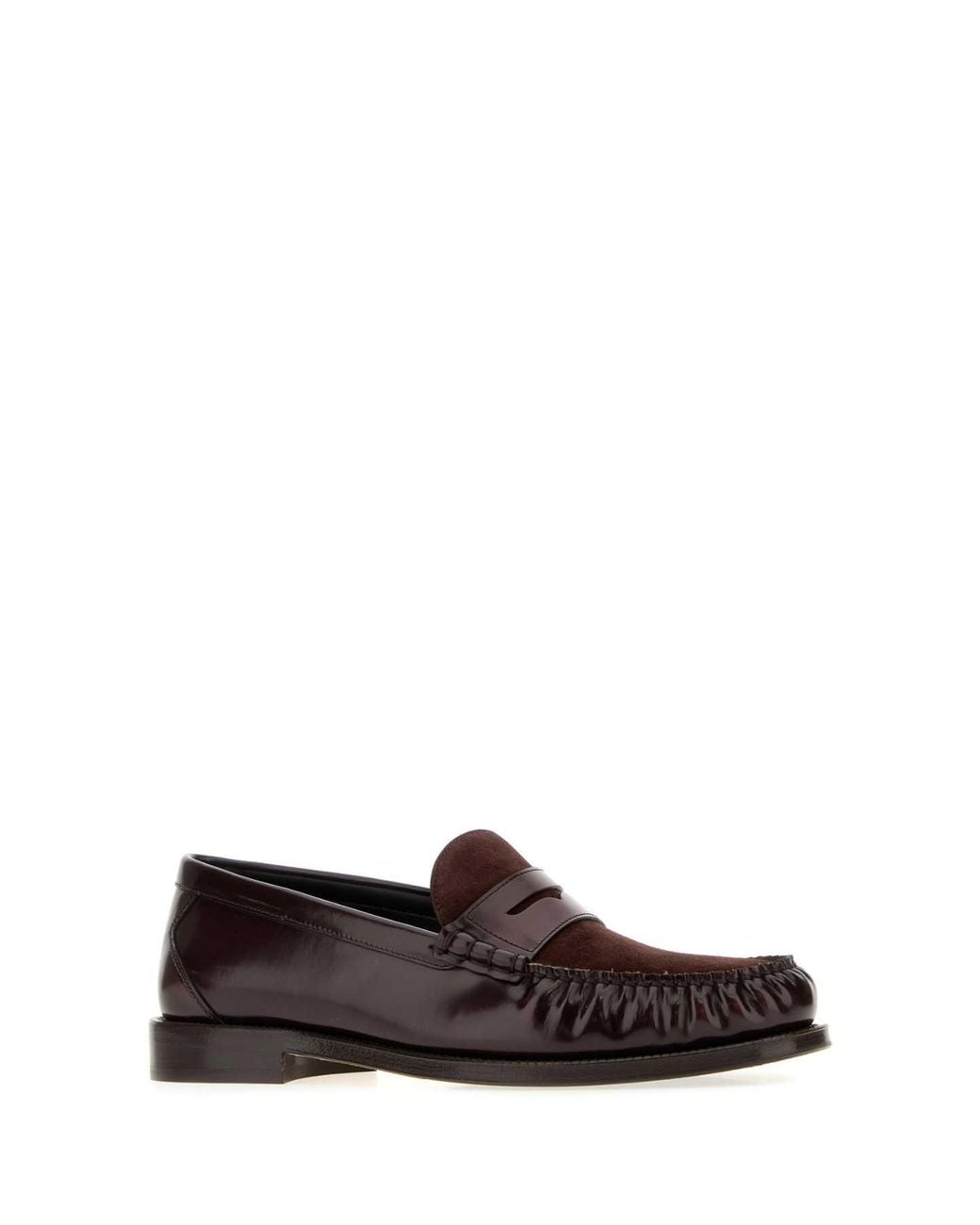 Brunello Cucinelli White Burgundy Leather And Suede Loafers for men