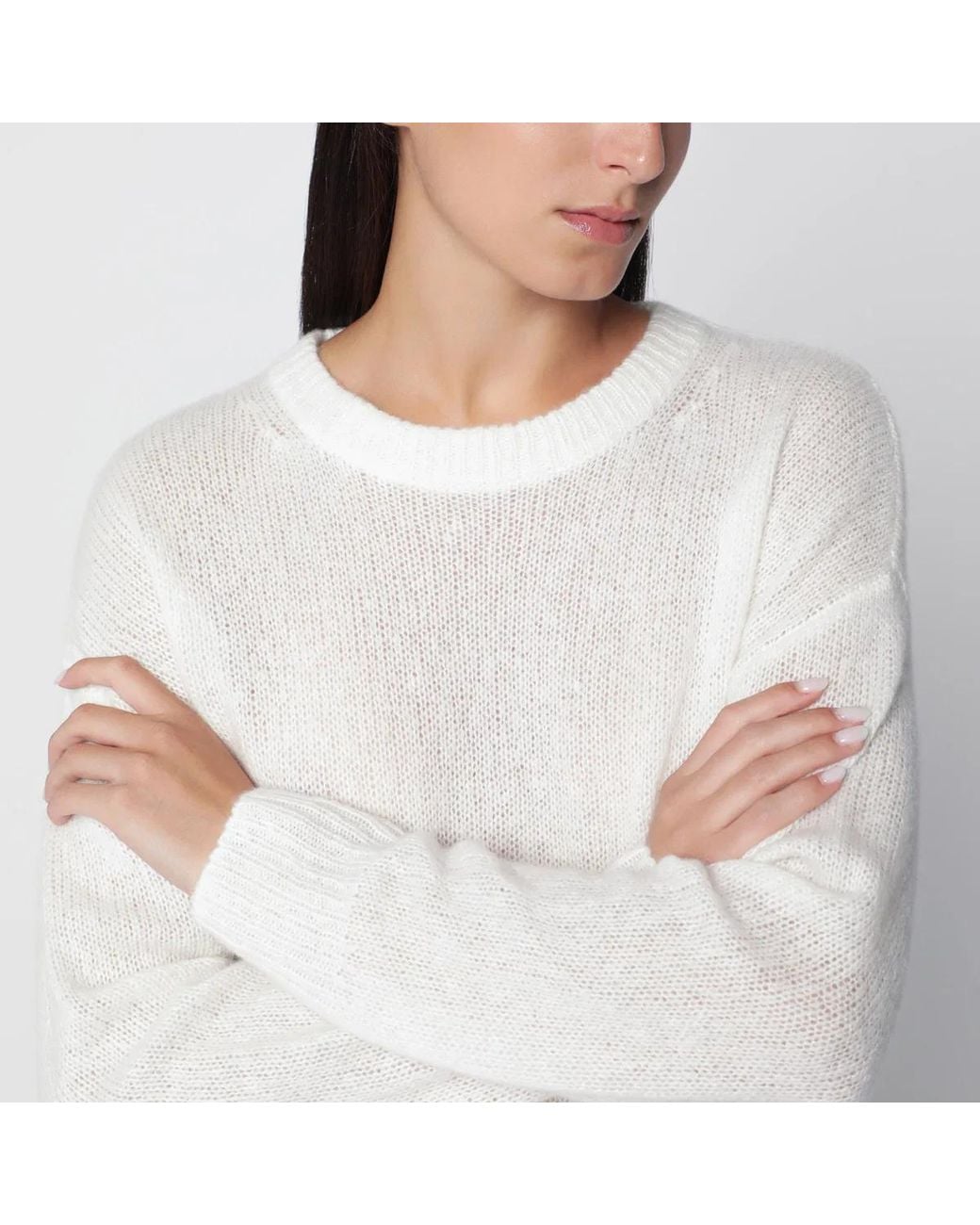 Lisa Yang White Cream Lova Cashmere And Silk Sweater
