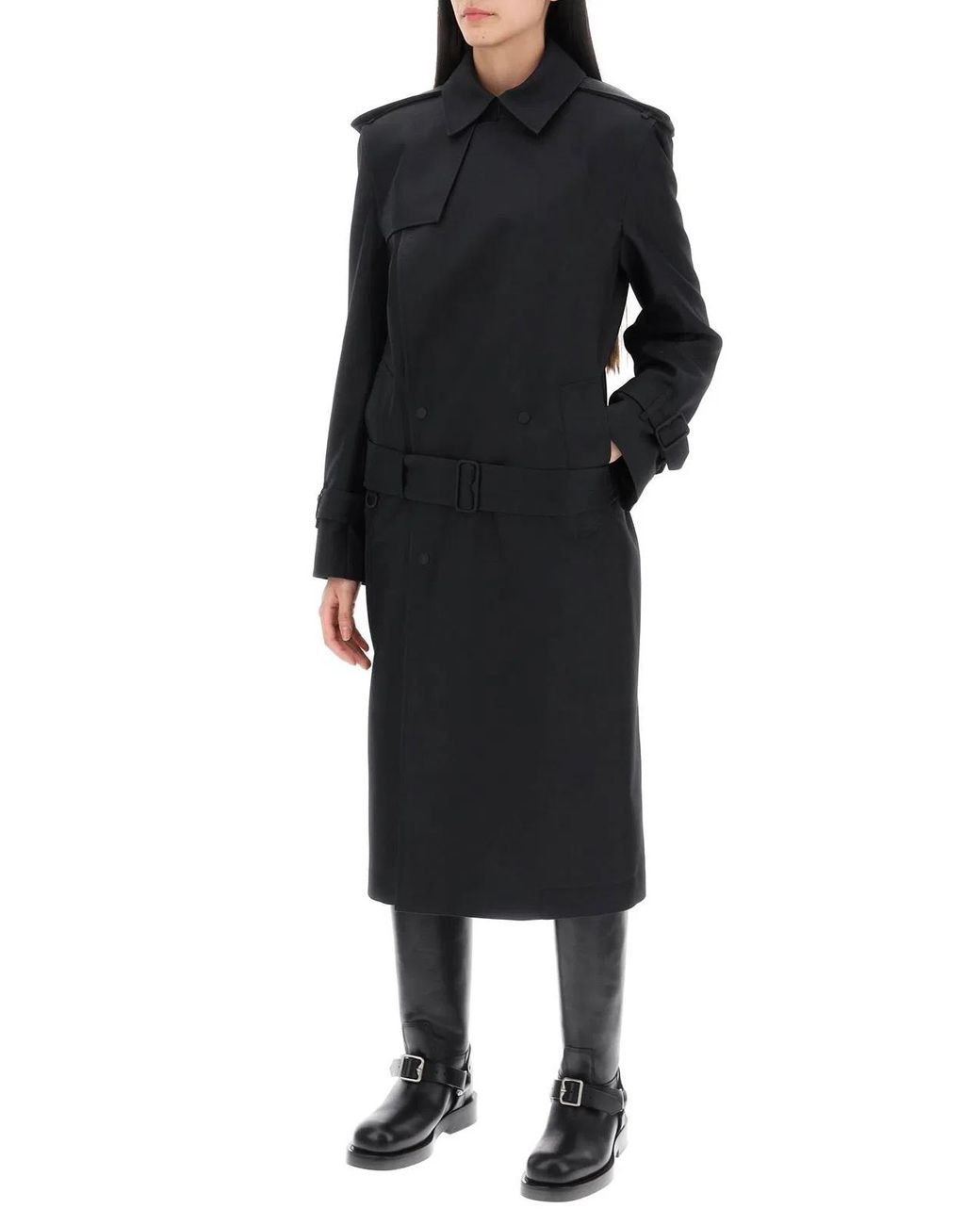 Burberry Black Silk Blend Trench Coat